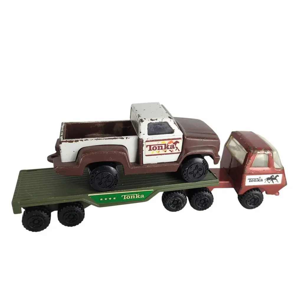Vintage‎ Tonka 1970s-90s Metal Toy Lot Firetruck Motorcycle Pickup Truck Trailer